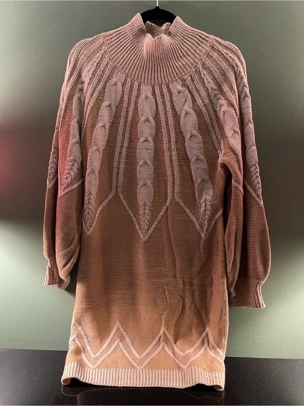 Fashion Nova Dusty Rose Cable Knit Turtleneck Sweater Dress
